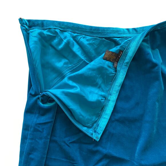 Grace Elements Simply Perfect Teal Soft Velvet Ruffle Hem Knee Length Skirt : 12 - Picture 7 of 12